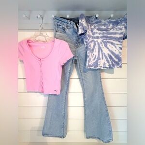 American Eagle jeans and baby tee bundle
